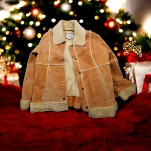Xl women's fur lined suede winter coat
